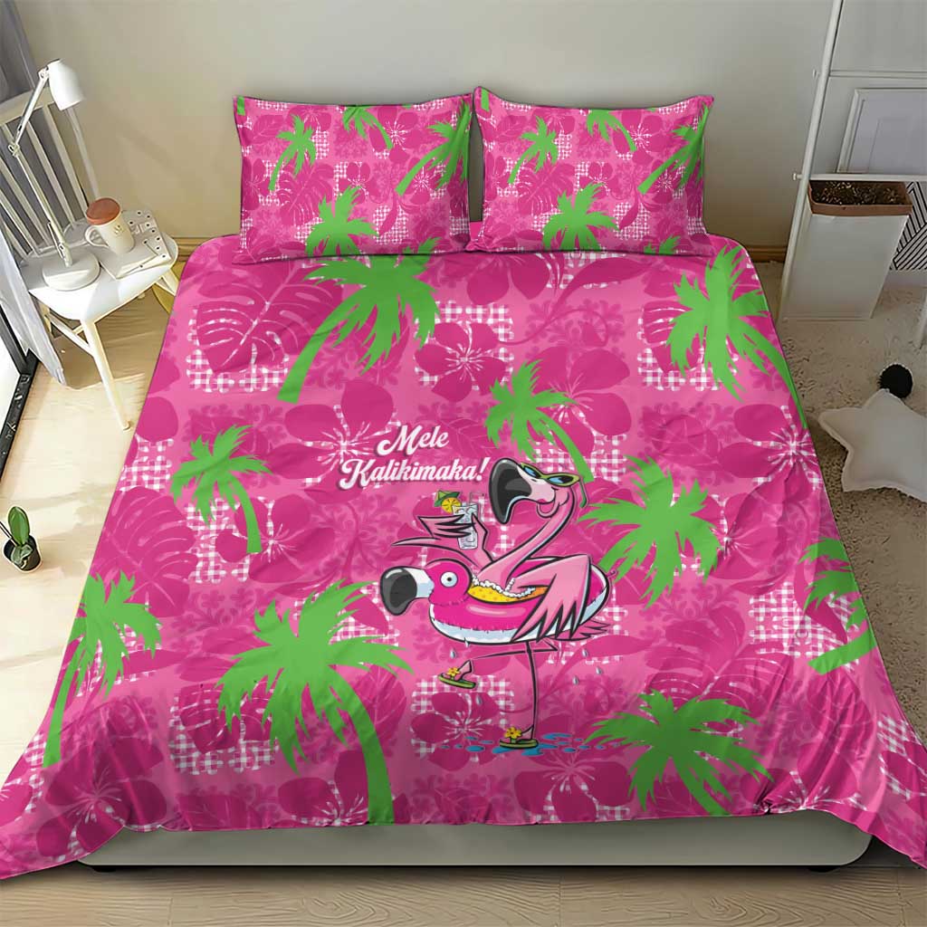 Aloha Hawaii Christmas Bedding Set Mele Kalikimaka Chill Flamingo Palaka Quilt Motifs - Polynesian Pride