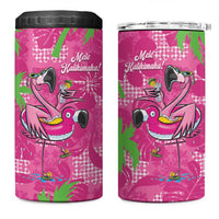 Aloha Hawaii Christmas 4 in 1 Can Cooler Tumbler Mele Kalikimaka Chill Flamingo Palaka Quilt Motifs - Polynesian Pride