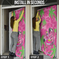 Aloha Hawaii Christmas Door Cover Mele Kalikimaka Chill Flamingo Palaka Quilt Motifs - Polynesian Pride