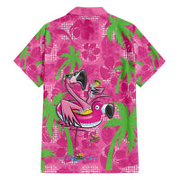 Aloha Hawaii Christmas Family Matching Long Sleeve Bodycon Dress and Hawaiian Shirt Mele Kalikimaka Chill Flamingo Palaka Quilt Motifs - Polynesian Pride