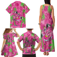 Aloha Hawaii Christmas Family Matching Tank Maxi Dress and Hawaiian Shirt Mele Kalikimaka Chill Flamingo Palaka Quilt Motifs - Polynesian Pride