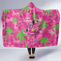 Aloha Hawaii Christmas Hooded Blanket Mele Kalikimaka Chill Flamingo Palaka Quilt Motifs - Polynesian Pride