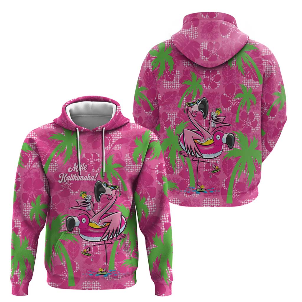 Aloha Hawaii Christmas Hoodie Mele Kalikimaka Chill Flamingo Palaka Quilt Motifs - Polynesian Pride