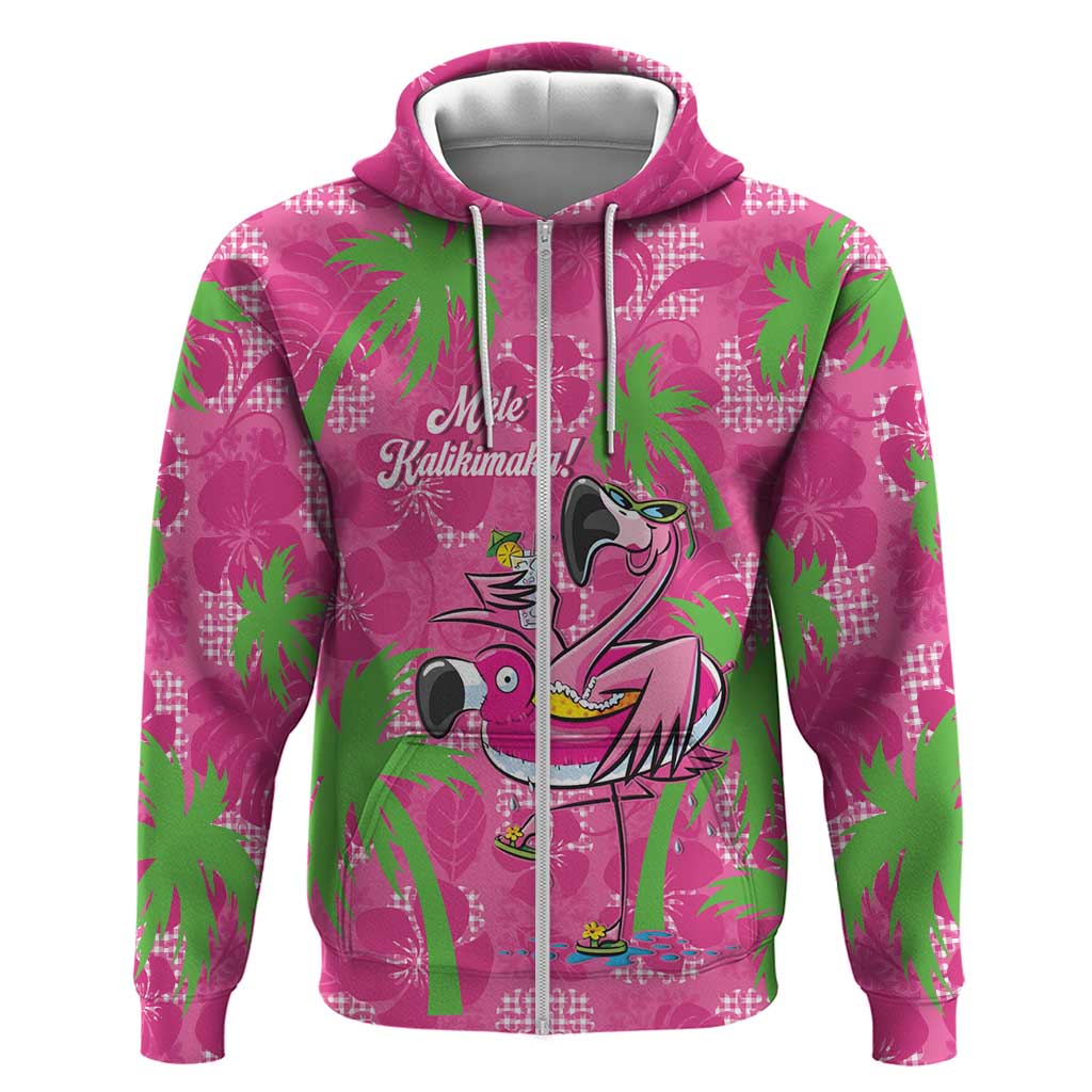 Aloha Hawaii Christmas Hoodie Mele Kalikimaka Chill Flamingo Palaka Quilt Motifs - Polynesian Pride