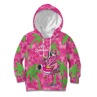 Aloha Hawaii Christmas Kid Hoodie Mele Kalikimaka Chill Flamingo Palaka Quilt Motifs - Polynesian Pride
