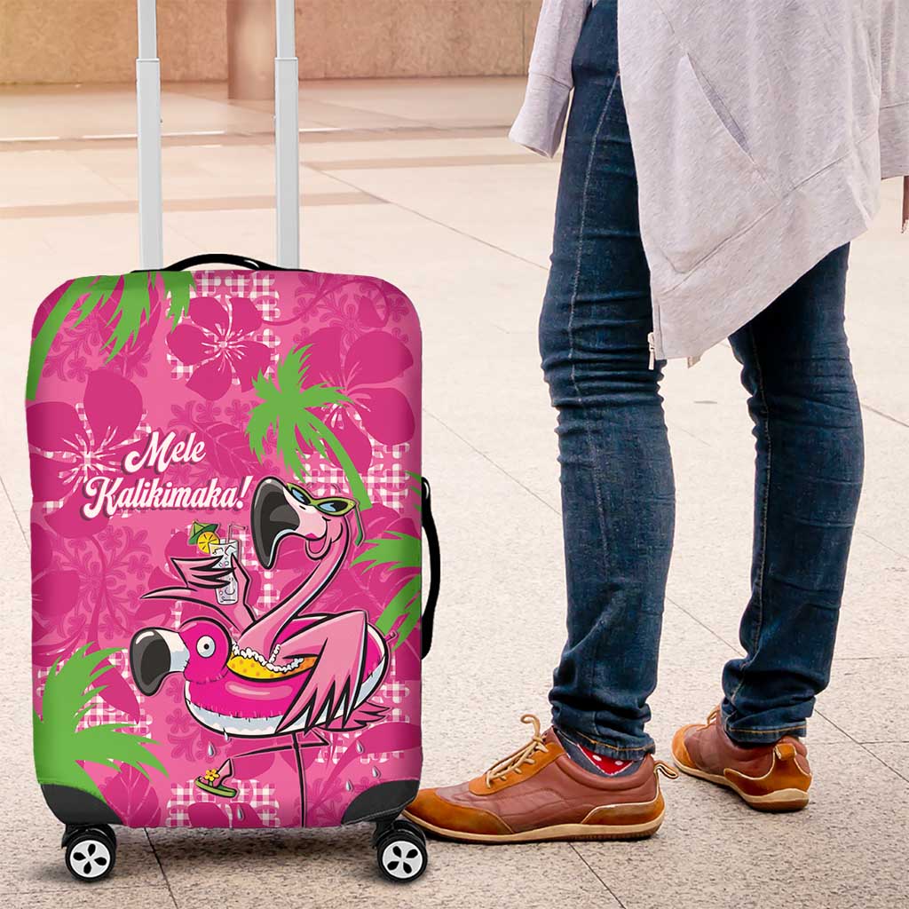 Aloha Hawaii Christmas Luggage Cover Mele Kalikimaka Chill Flamingo Palaka Quilt Motifs - Polynesian Pride