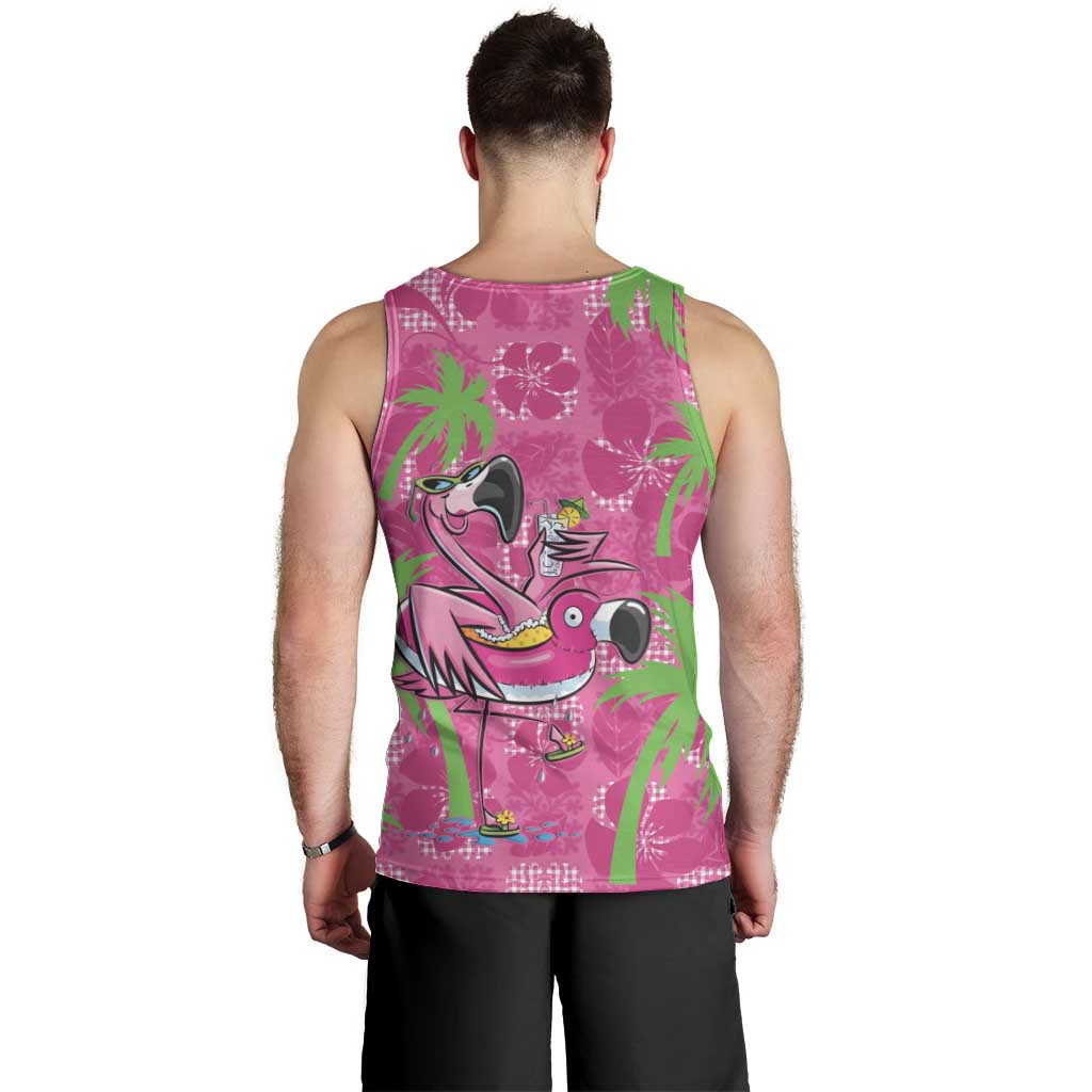 Aloha Hawaii Christmas Men Tank Top Mele Kalikimaka Chill Flamingo Palaka Quilt Motifs - Polynesian Pride