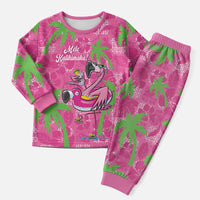 Aloha Hawaii Christmas Pajama Set Mele Kalikimaka Chill Flamingo Palaka Quilt Motifs - Polynesian Pride