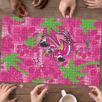 Aloha Hawaii Christmas Puzzle Mele Kalikimaka Chill Flamingo Palaka Quilt Motifs - Polynesian Pride