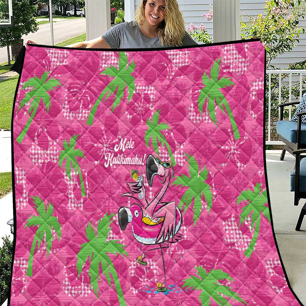 Aloha Hawaii Christmas Quilt Mele Kalikimaka Chill Flamingo Palaka Quilt Motifs - Polynesian Pride