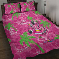 Aloha Hawaii Christmas Quilt Bed Set Mele Kalikimaka Chill Flamingo Palaka Quilt Motifs - Polynesian Pride