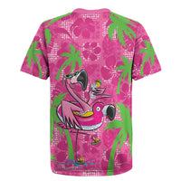 Aloha Hawaii Christmas Rugby Jersey Mele Kalikimaka Chill Flamingo Palaka Quilt Motifs - Polynesian Pride