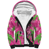 Aloha Hawaii Christmas Sherpa Hoodie Mele Kalikimaka Chill Flamingo Palaka Quilt Motifs - Polynesian Pride