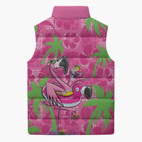 Aloha Hawaii Christmas Sleeveless Puffer Jacket Mele Kalikimaka Chill Flamingo Palaka Quilt Motifs - Polynesian Pride