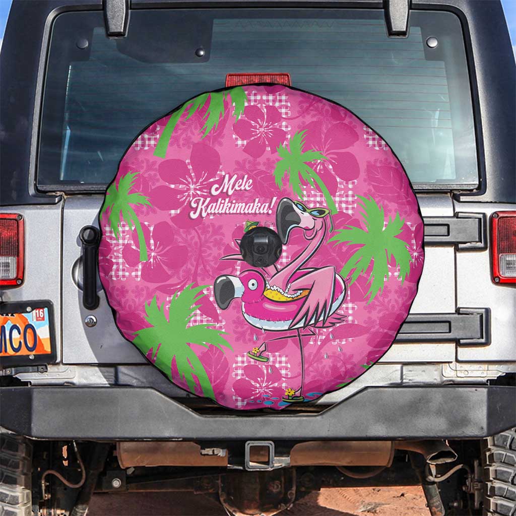Aloha Hawaii Christmas Spare Tire Cover Mele Kalikimaka Chill Flamingo Palaka Quilt Motifs - Polynesian Pride