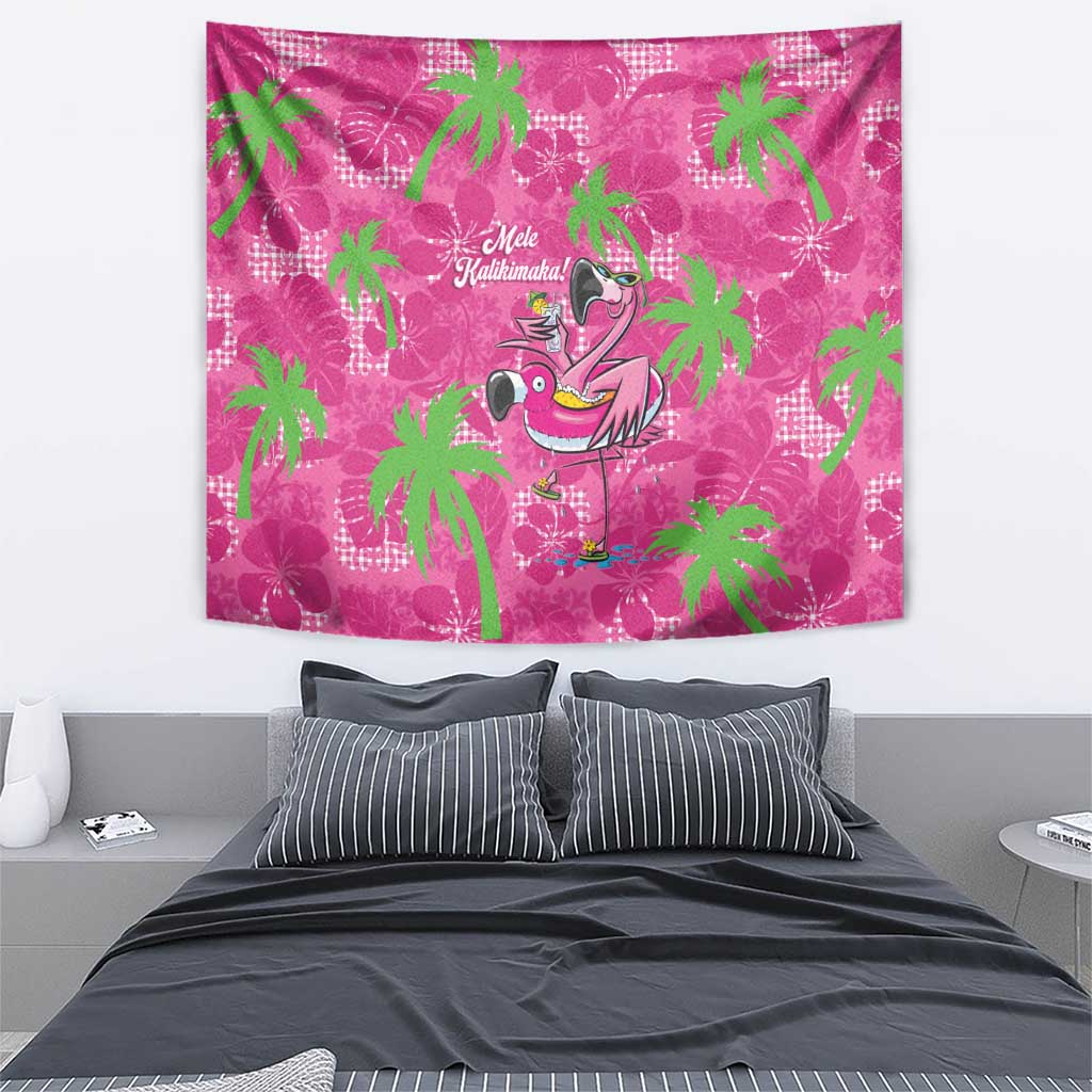 Aloha Hawaii Christmas Tapestry Mele Kalikimaka Chill Flamingo Palaka Quilt Motifs - Polynesian Pride