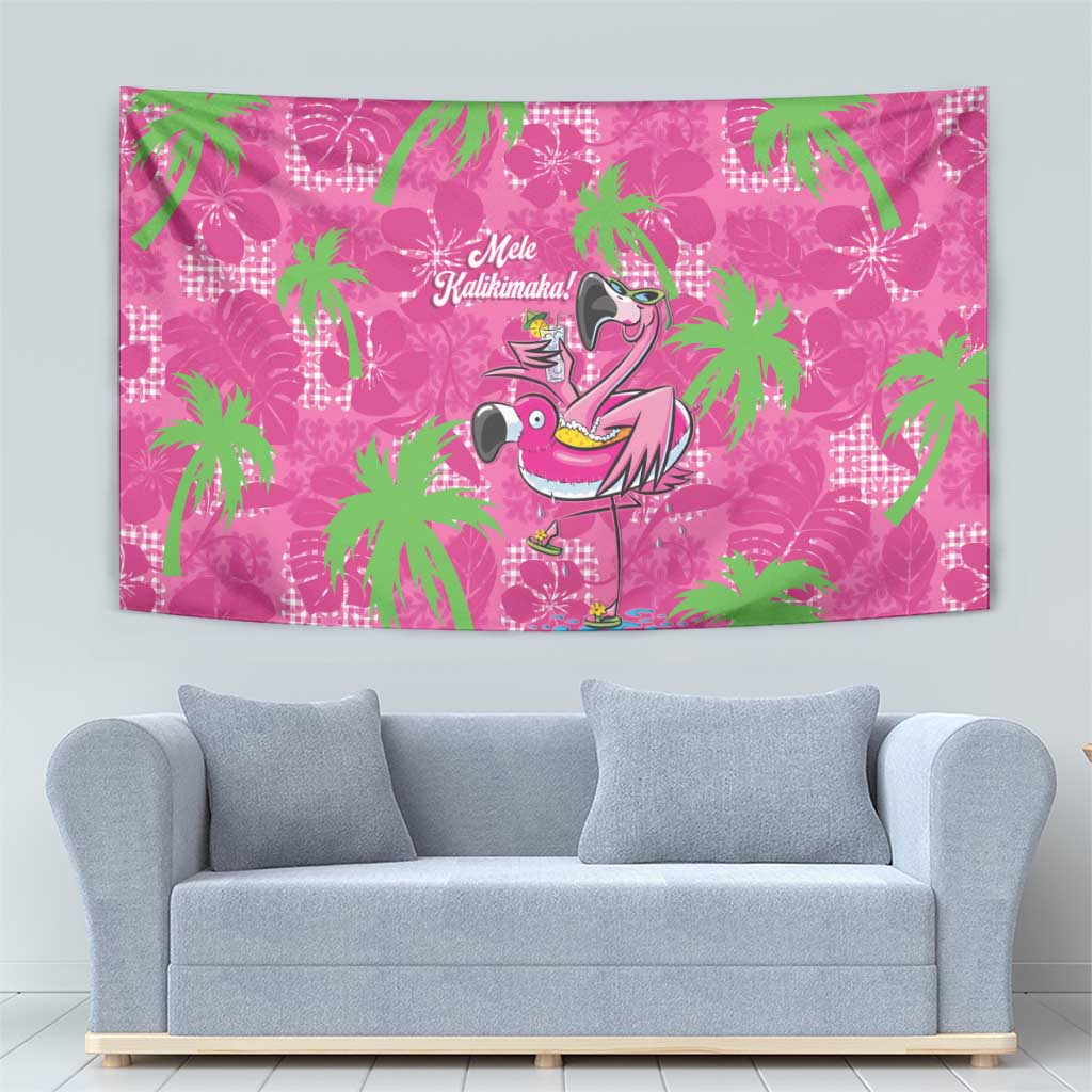 Aloha Hawaii Christmas Tapestry Mele Kalikimaka Chill Flamingo Palaka Quilt Motifs - Polynesian Pride