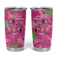 Aloha Hawaii Christmas Tumbler Cup Mele Kalikimaka Chill Flamingo Palaka Quilt Motifs - Polynesian Pride