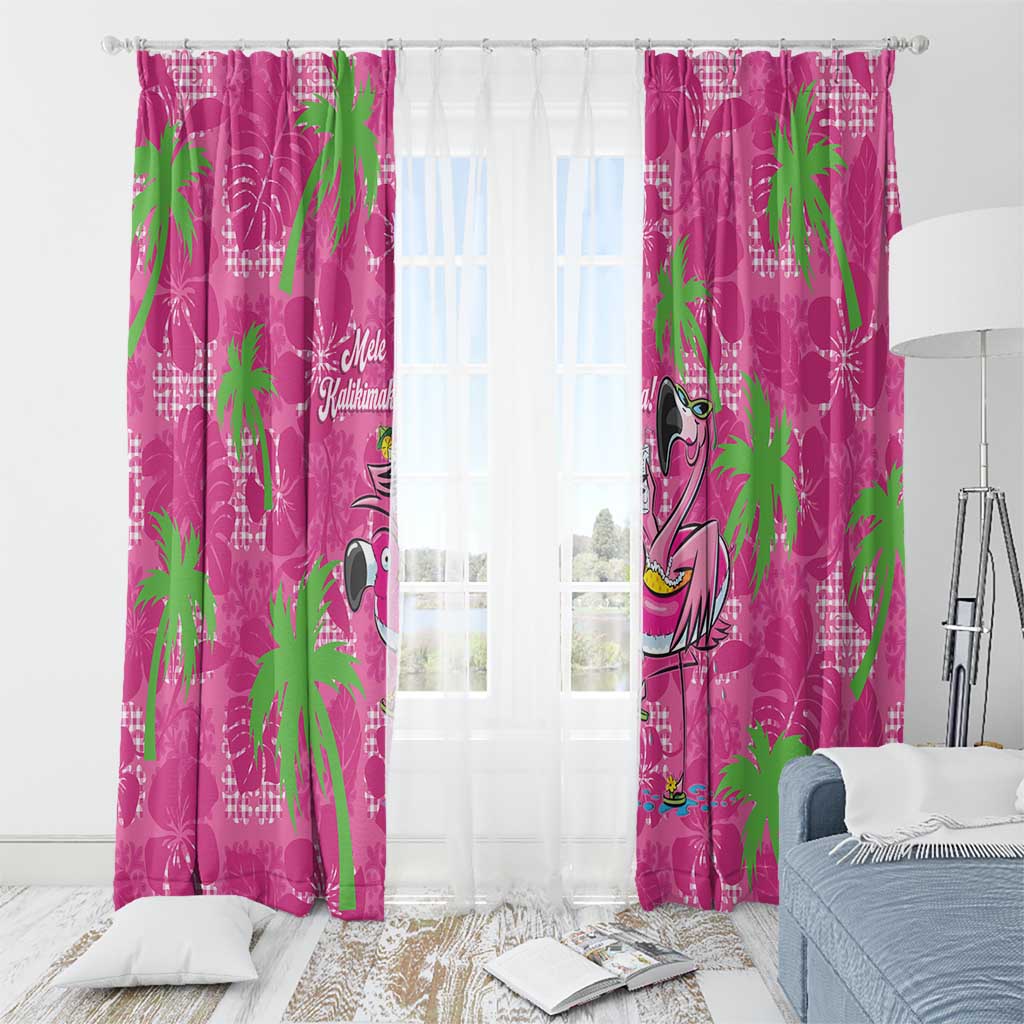 Aloha Hawaii Christmas Window Curtain Mele Kalikimaka Chill Flamingo Palaka Quilt Motifs - Polynesian Pride
