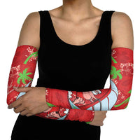 Aloha Hawaii Christmas Arm Sleeves Mele Kalikimaka Windsurfing Santa Palaka Quilt Motifs - Polynesian Pride