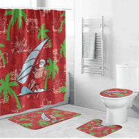 Aloha Hawaii Christmas Bathroom Set Mele Kalikimaka Windsurfing Santa Palaka Quilt Motifs - Polynesian Pride