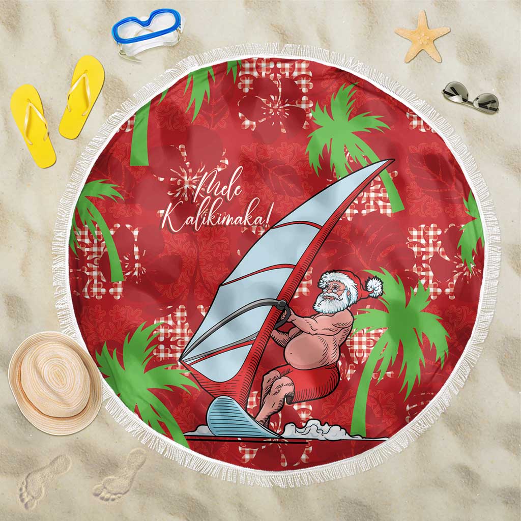 Aloha Hawaii Christmas Beach Blanket Mele Kalikimaka Windsurfing Santa Palaka Quilt Motifs - Polynesian Pride