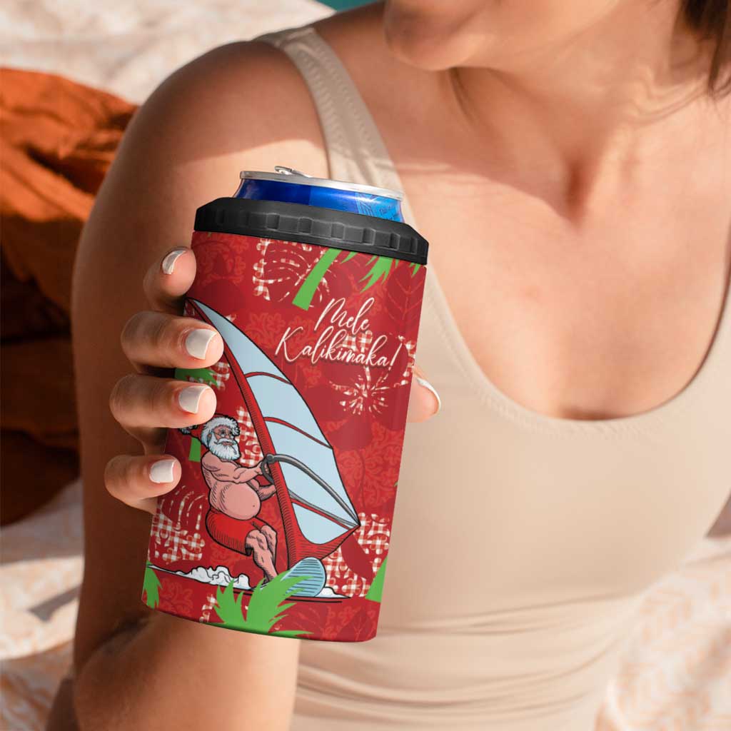 Aloha Hawaii Christmas 4 in 1 Can Cooler Tumbler Mele Kalikimaka Windsurfing Santa Palaka Quilt Motifs - Polynesian Pride