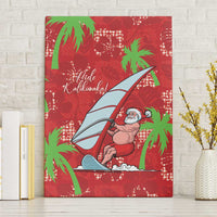 Aloha Hawaii Christmas Canvas Wall Art Mele Kalikimaka Windsurfing Santa Palaka Quilt Motifs - Polynesian Pride