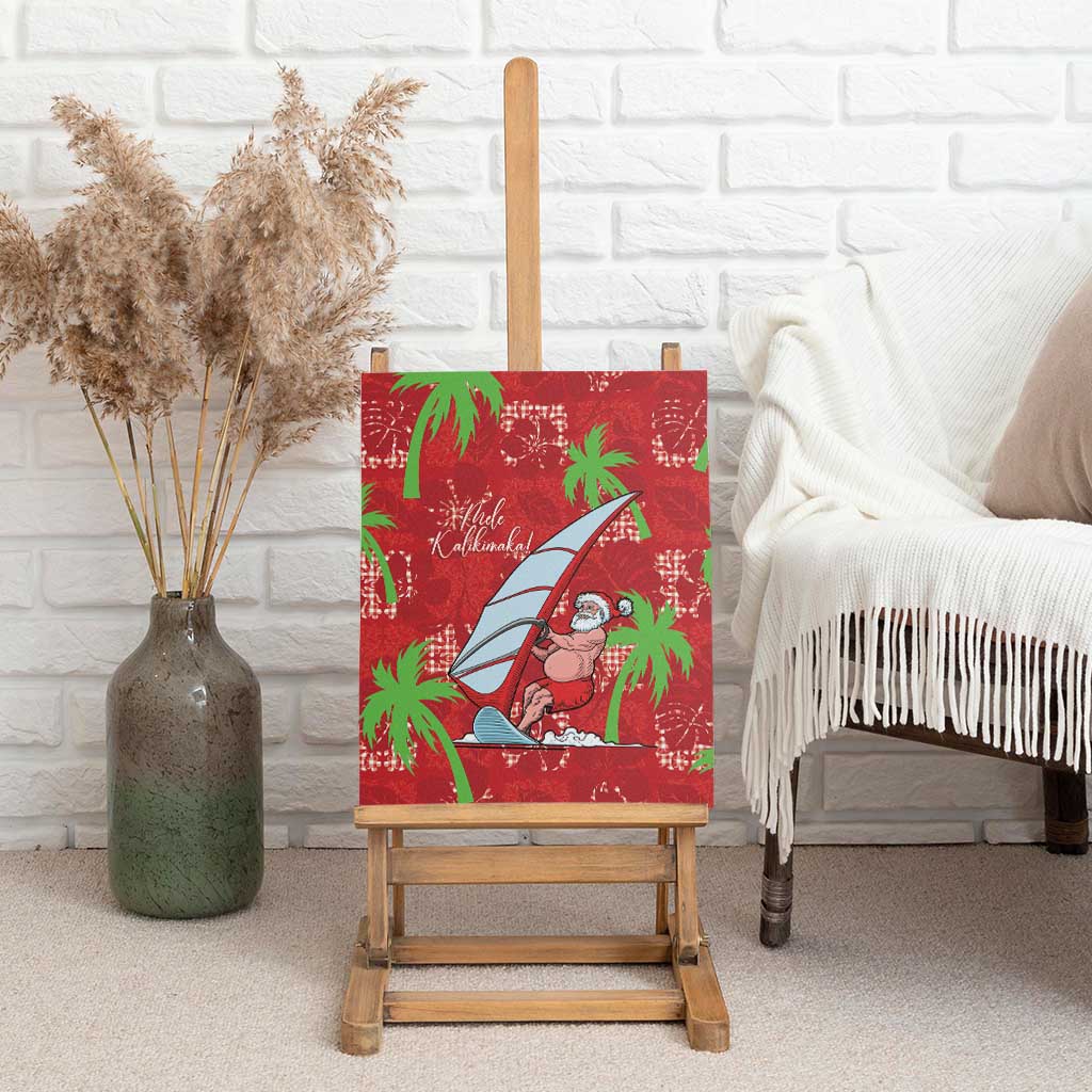 Aloha Hawaii Christmas Canvas Wall Art Mele Kalikimaka Windsurfing Santa Palaka Quilt Motifs - Polynesian Pride