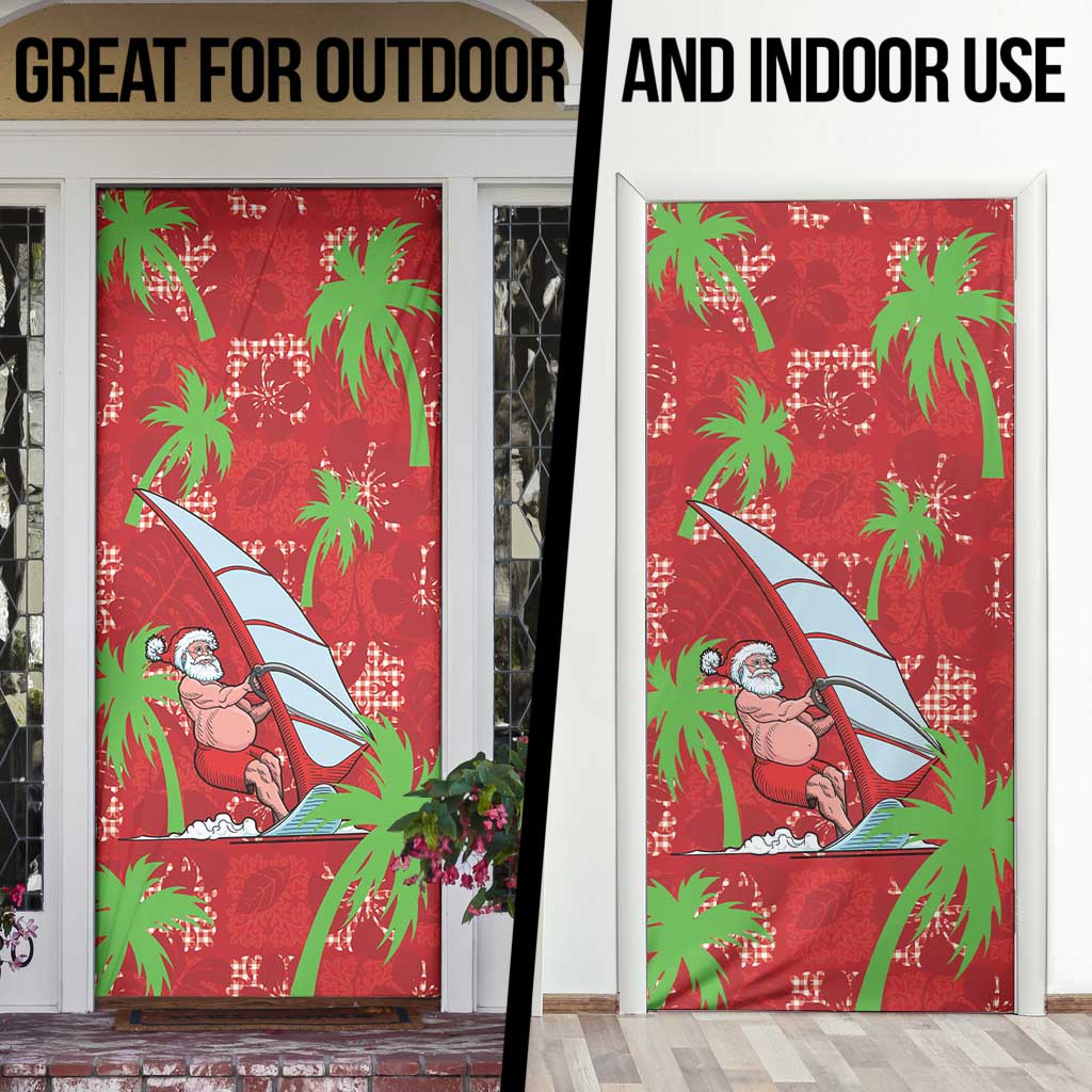 Aloha Hawaii Christmas Door Cover Mele Kalikimaka Windsurfing Santa Palaka Quilt Motifs - Polynesian Pride
