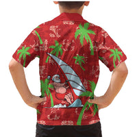Aloha Hawaii Christmas Family Matching Mermaid Dress and Hawaiian Shirt Mele Kalikimaka Windsurfing Santa Palaka Quilt Motifs - Polynesian Pride