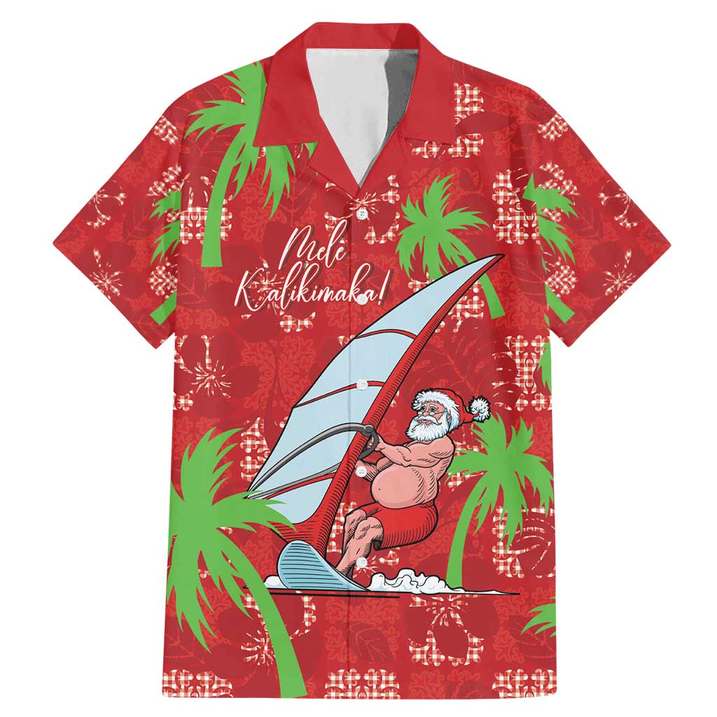 Aloha Hawaii Christmas Family Matching Mermaid Dress and Hawaiian Shirt Mele Kalikimaka Windsurfing Santa Palaka Quilt Motifs - Polynesian Pride