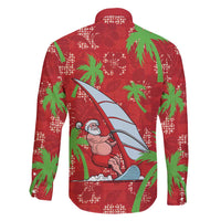 Aloha Hawaii Christmas Family Matching Mermaid Dress and Hawaiian Shirt Mele Kalikimaka Windsurfing Santa Palaka Quilt Motifs - Polynesian Pride
