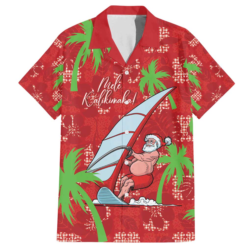 Aloha Hawaii Christmas Family Matching Off Shoulder Maxi Dress and Hawaiian Shirt Mele Kalikimaka Windsurfing Santa Palaka Quilt Motifs - Polynesian Pride