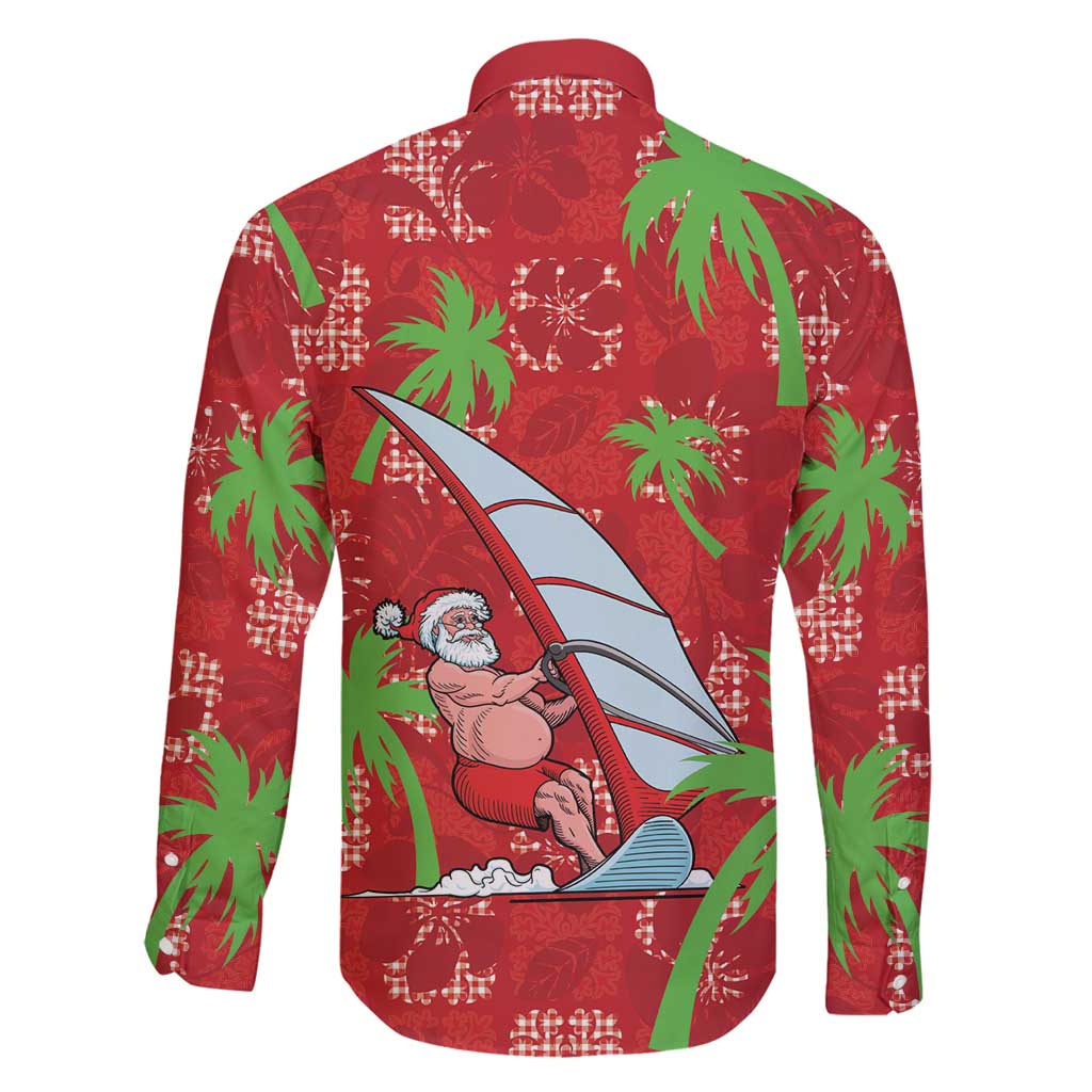 Aloha Hawaii Christmas Family Matching Off Shoulder Short Dress and Hawaiian Shirt Mele Kalikimaka Windsurfing Santa Palaka Quilt Motifs - Polynesian Pride