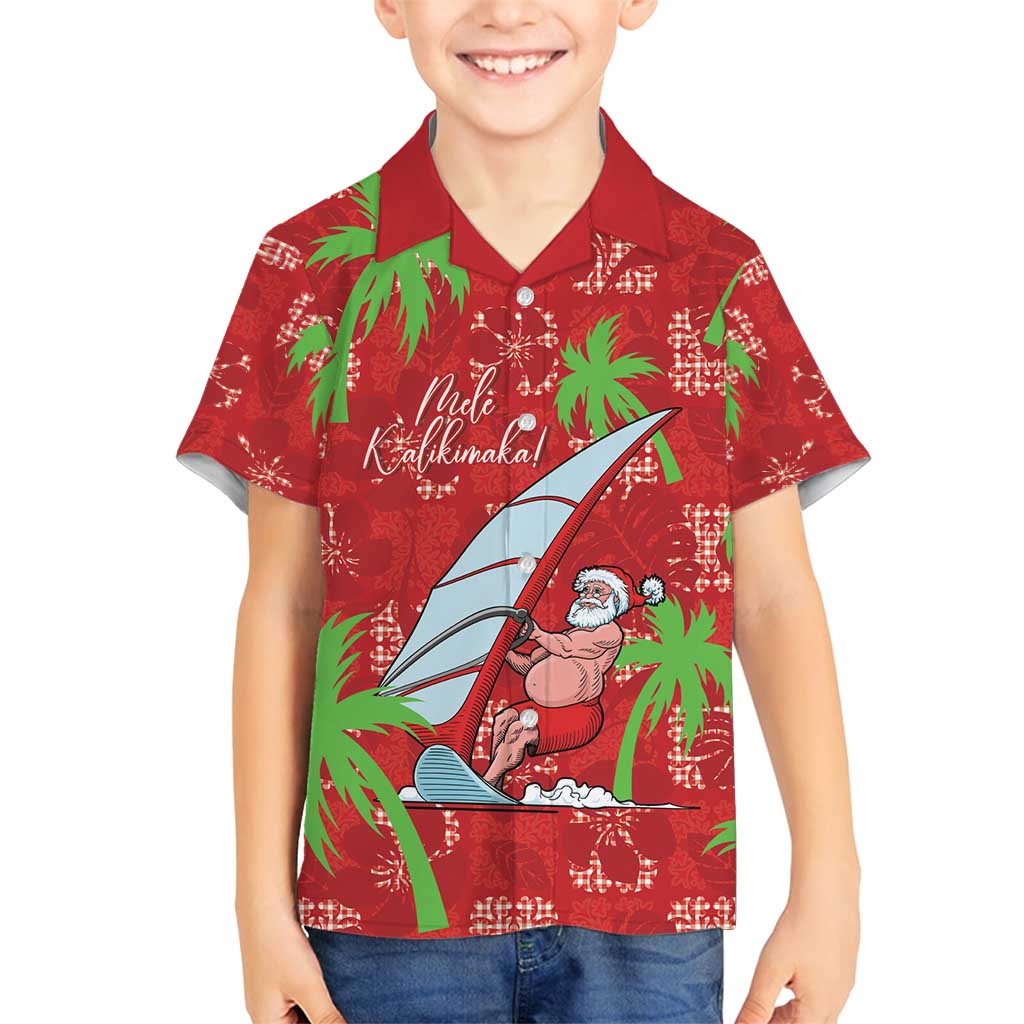 Aloha Hawaii Christmas Family Matching Tank Maxi Dress and Hawaiian Shirt Mele Kalikimaka Windsurfing Santa Palaka Quilt Motifs - Polynesian Pride