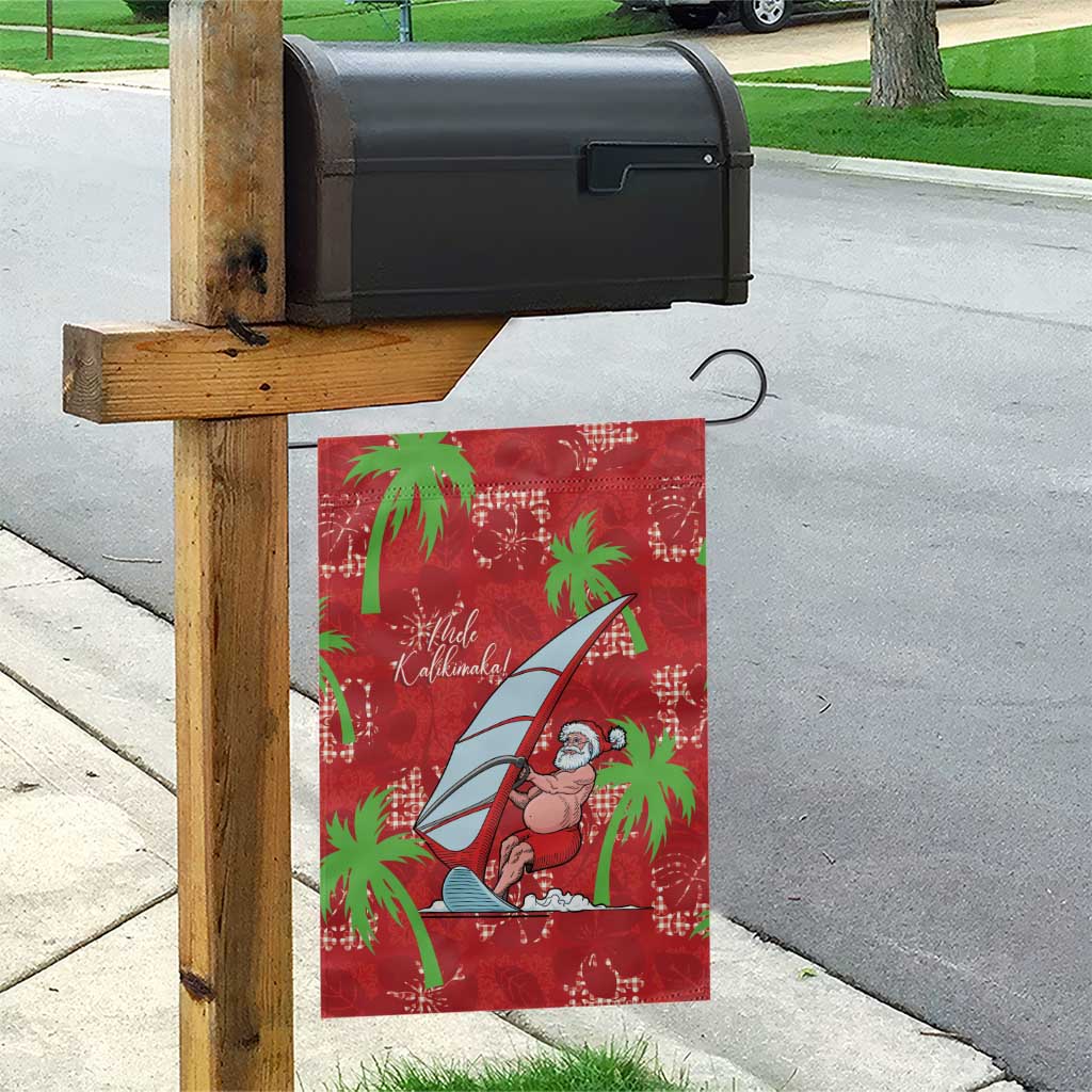 Aloha Hawaii Christmas Garden Flag Mele Kalikimaka Windsurfing Santa Palaka Quilt Motifs - Polynesian Pride