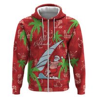 Aloha Hawaii Christmas Hoodie Mele Kalikimaka Windsurfing Santa Palaka Quilt Motifs - Polynesian Pride