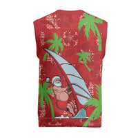 Aloha Hawaii Christmas Knitted V-Neck Vest Mele Kalikimaka Windsurfing Santa Palaka Quilt Motifs - Polynesian Pride