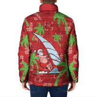 Aloha Hawaii Christmas Padded Jacket Mele Kalikimaka Windsurfing Santa Palaka Quilt Motifs - Polynesian Pride