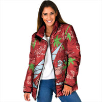 Aloha Hawaii Christmas Padded Jacket Mele Kalikimaka Windsurfing Santa Palaka Quilt Motifs - Polynesian Pride