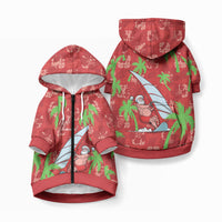Aloha Hawaii Christmas Pet Hoodie Mele Kalikimaka Windsurfing Santa Palaka Quilt Motifs