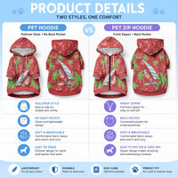 Aloha Hawaii Christmas Pet Hoodie Mele Kalikimaka Windsurfing Santa Palaka Quilt Motifs