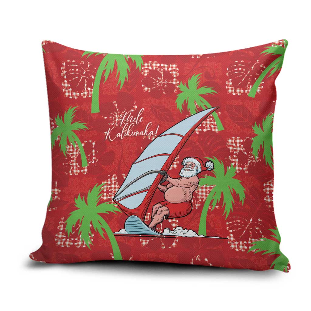 Aloha Hawaii Christmas Pillow Cover Mele Kalikimaka Windsurfing Santa Palaka Quilt Motifs - Polynesian Pride