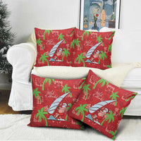 Aloha Hawaii Christmas Pillow Cover Mele Kalikimaka Windsurfing Santa Palaka Quilt Motifs - Polynesian Pride