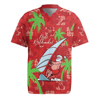 Aloha Hawaii Christmas Rugby Jersey Mele Kalikimaka Windsurfing Santa Palaka Quilt Motifs - Polynesian Pride