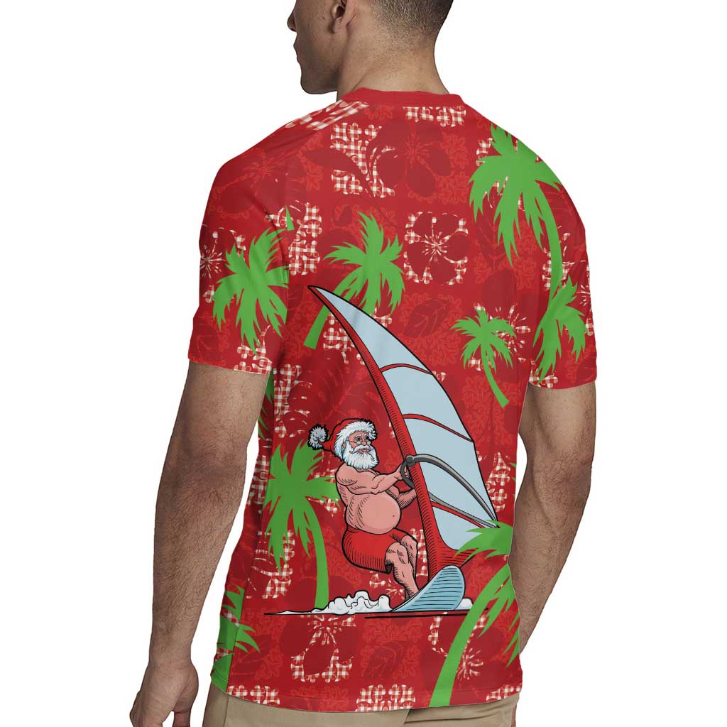 Aloha Hawaii Christmas Rugby Jersey Mele Kalikimaka Windsurfing Santa Palaka Quilt Motifs - Polynesian Pride