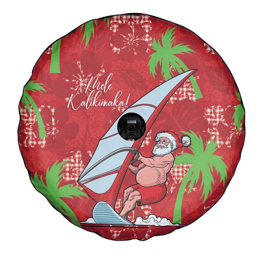 Aloha Hawaii Christmas Spare Tire Cover Mele Kalikimaka Windsurfing Santa Palaka Quilt Motifs - Polynesian Pride