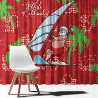 Aloha Hawaii Christmas Window Curtain Mele Kalikimaka Windsurfing Santa Palaka Quilt Motifs - Polynesian Pride