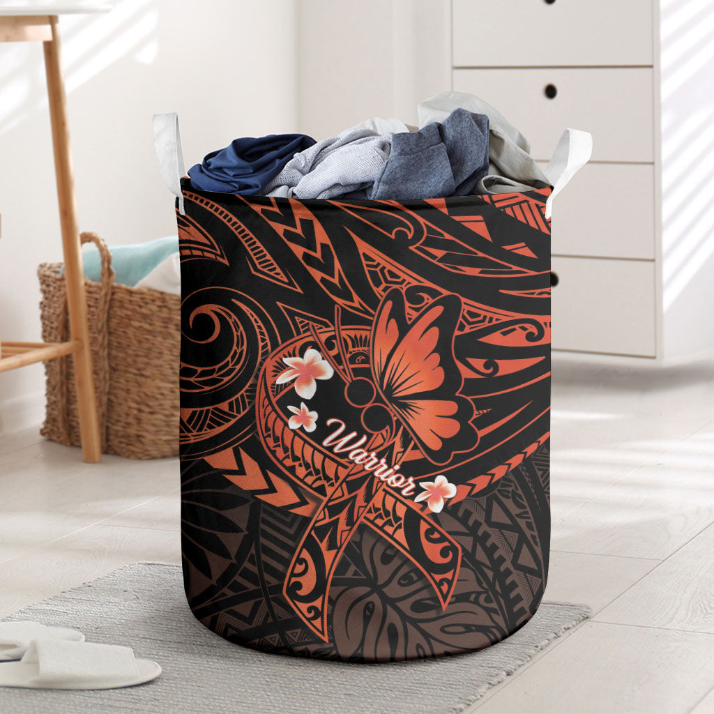 Polynesia Leukemia Awareness Month Laundry Basket Warrior Butterfly Polynesian Orange Ribbon LT14 Orange - Polynesian Pride